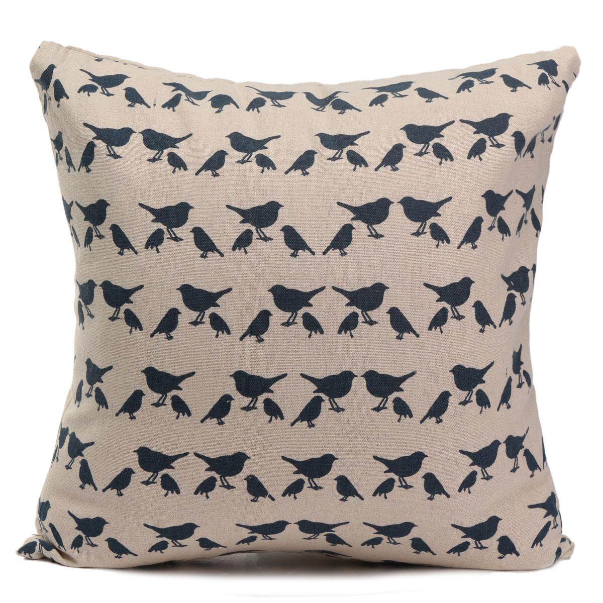 40X40cm Bird Pattern Sofa Cushion Cover Throw Pillow Case Home Decor#Dark Blue