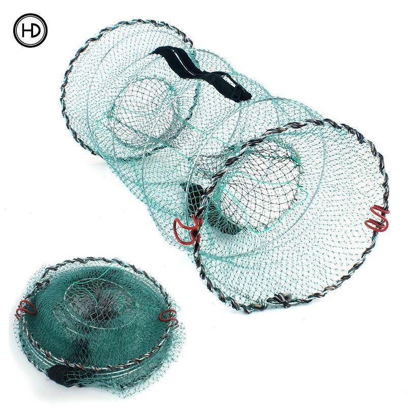 Dụng cụ câu cá lớn / nhỏ, lưới đánh cá lồng lò xo, tự động gấp, lưới lồng tôm tròn