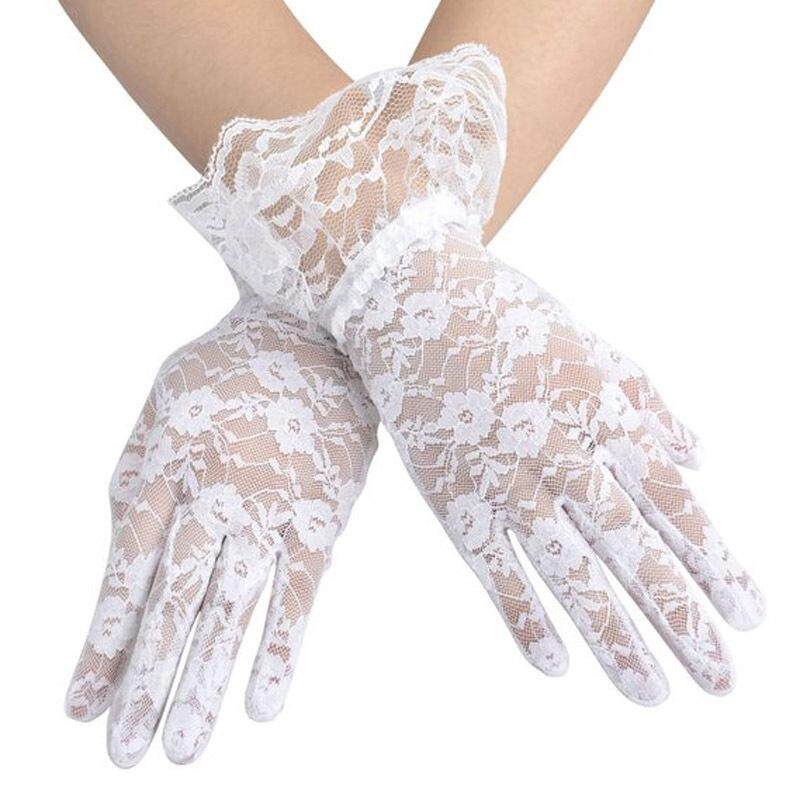 Fashion Women Bridal Evening Wedding Party Prom Driving Costume Lace Gloves white
