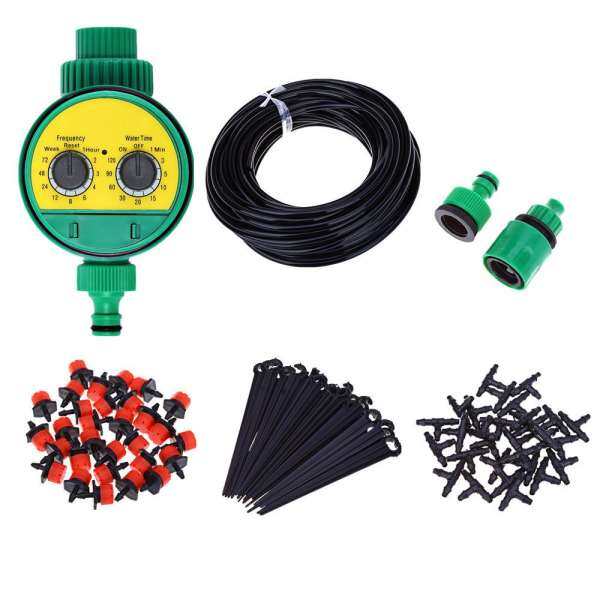 25m Micro Drip Irrigation System Plant Automatic Spray Greenhouse Watering Kits Timer Garden Hose AdjustableDripper Sprinkler