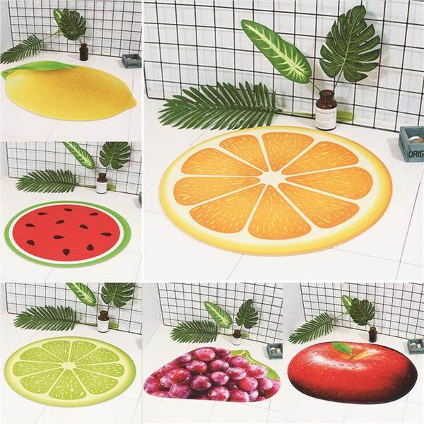 3D Fruit Pattern Bathmat Non-slip Bath Floor Mat Rugs Bathroom Kitchen Water-absorbing Carpet (Lemon)