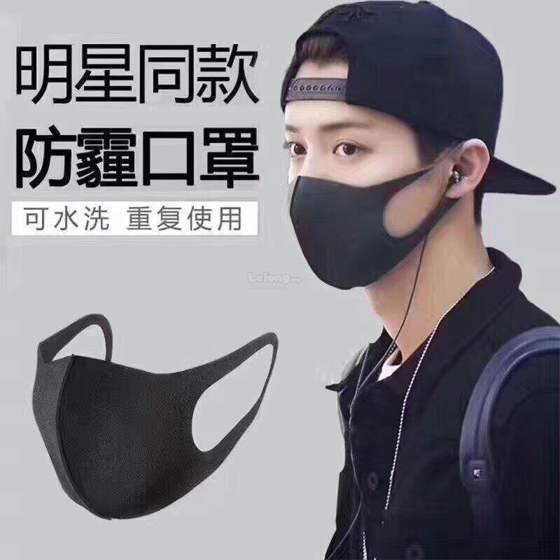3Pcs Pitta Mask Activated Carbon Riding Mask Outdoor Sports Anti-pollution Anti-Dust Mask_Black