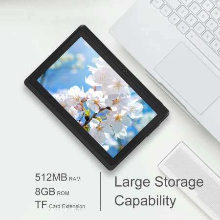 7IN 512 เมกะไบต์ RAM 8 กรัม ROM HD IPS แล็ปท็อป Mini WIFI บลูทูธ Android คอมพิวเตอร์ Quad - Core Dual กล้อง PC (Black UK)