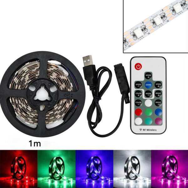 JY 100 CM USB Dây ĐÈN LED Ánh Sáng TRUYỀN HÌNH Đèn Hậu 5050RGB Màu Sắc Thay Đổi + Điều Khiển từ xa