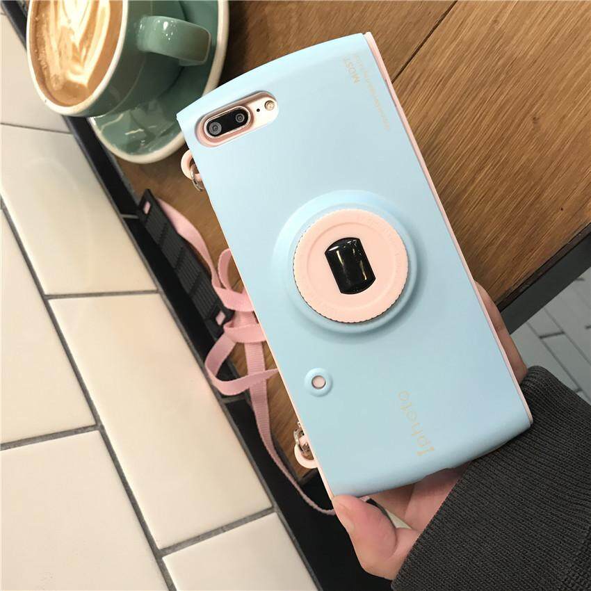 For iPhone 7 Plus / 8 Plus Phone Case Cute Korea Camera Silicone +PC Lanyard - intl