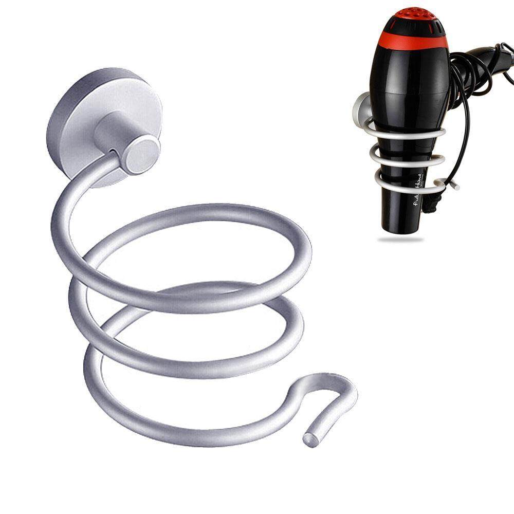 Withritty Spiral Wall Mounted Hair Dryer Holder Rack Blower Storage Organizer Stand For Bathroom Bedroom Washroom Aluminum