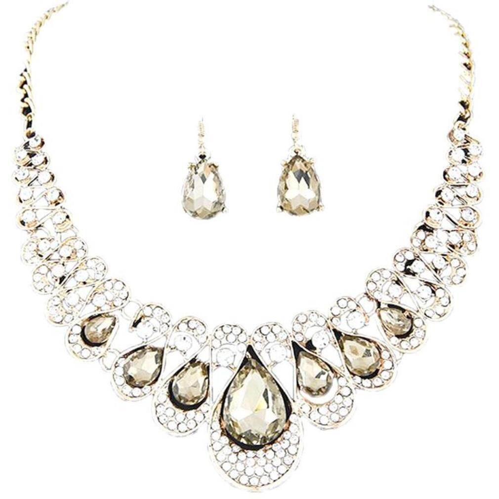 Ai Home Crystal Bridal Jewelry Sets Hotsale Necklace+Earrings Classic Jewelry Wedding Accessory Party Jewelry