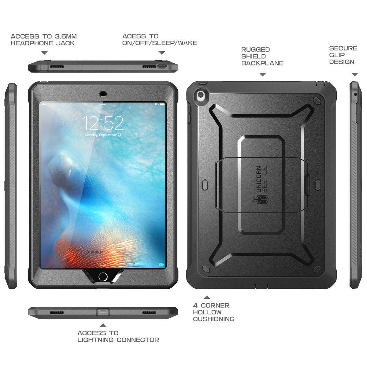 Sup Vỏ Ốp ipad 9.7 Inch Trường Hợp 6th/5th Thế Hệ Unicorn Bọ Pro tích hợp bảo vệ màn hình Đứng chịu lực cao Đầy Đủ Cơ Thể Chống Sốc Vỏ bảo vệ chắc chắn Vỏ ốp iPad 9.7 "2018/2017