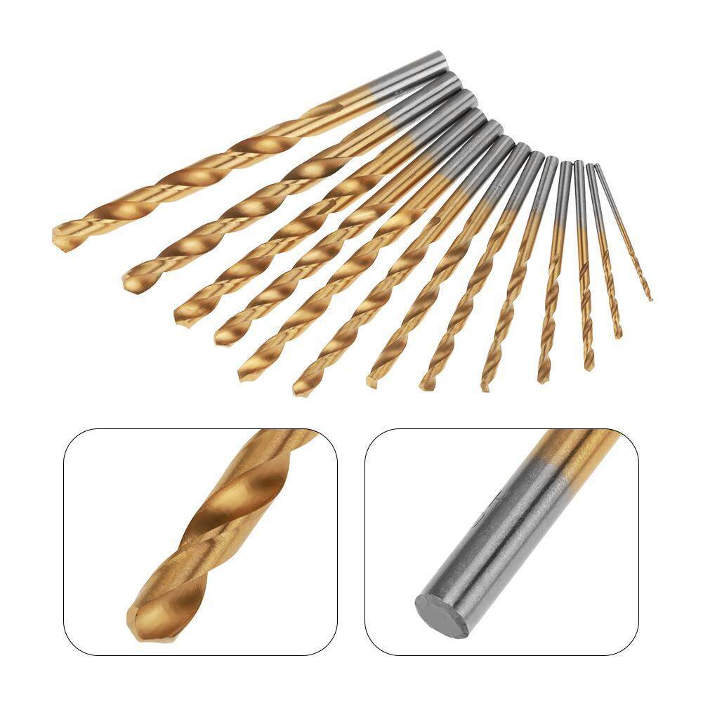 13pcs 15 65mm High Speed Steel Titanium Coated Twist Drill Bits Set