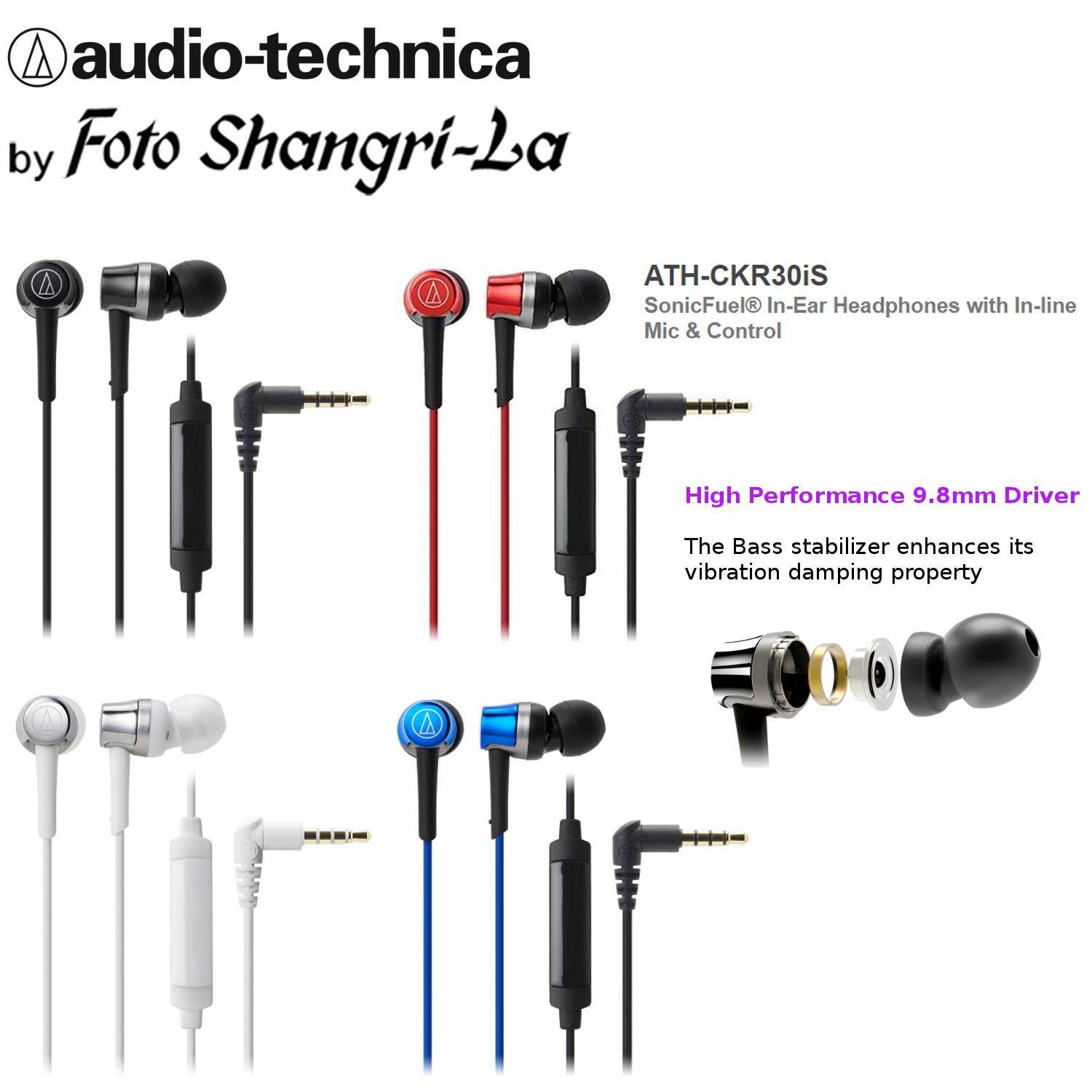 Audio Technica ATH CKR30iS In Ear Headphones Earphones Mic Music