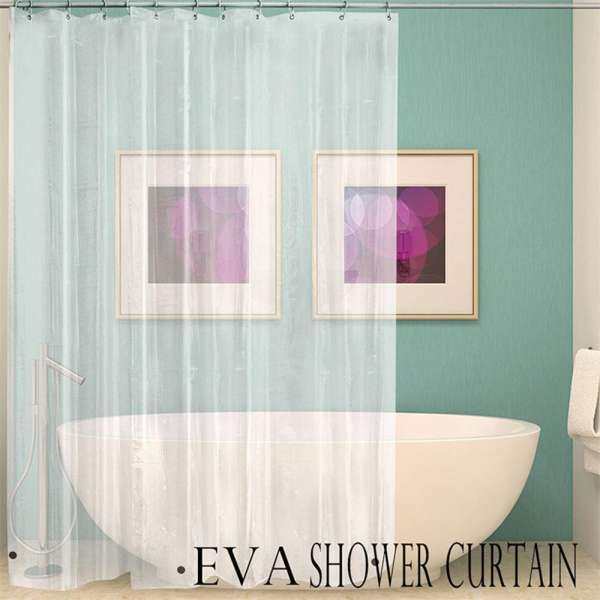 BuyBowie Clear Shower Curtain Liner Waterproof Bath Shower Curtain Liner with 12 Hooks for Bathroom