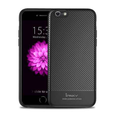 1 ชิ้นสีดำซิลิโคนนุ่ม IPAKY ทีพียูป้องกัน - หล่นกรณีโทรศัพท์คาร์บอนเส้นใยสำหรับ iPhone 6/ iPhone 6 วินาที - นานาชาติ