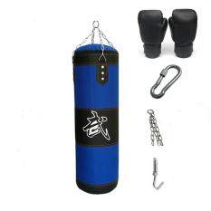 Boxing Bag Set Empty Heavy Punching Training Bag Fitness Sand Bag with Gloves and Hook Buckle Chains 80cm – intl