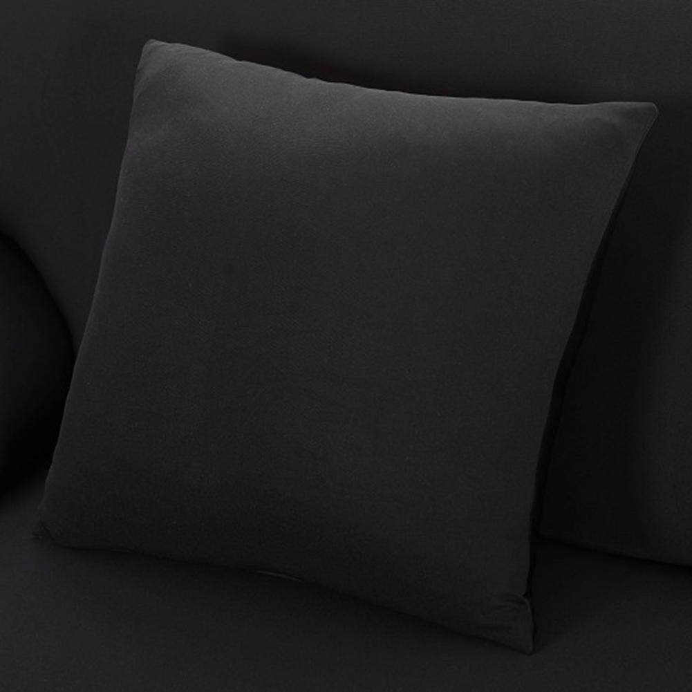 Solid Color Elastic Zipper Cushion Cover Fabric Pillow Case Home Decor(Black)
