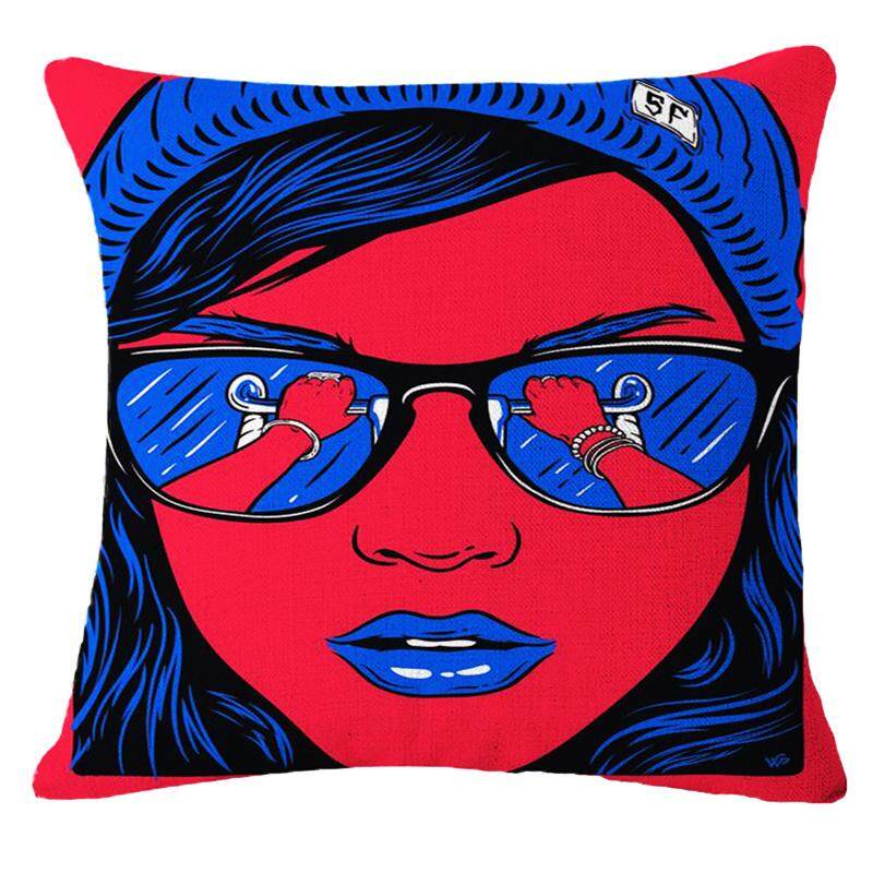 Fashion Cartoon Sexy Beauty Cotton Linen Throw Pillow Sofa Cushion Cover Case Home Car Decor