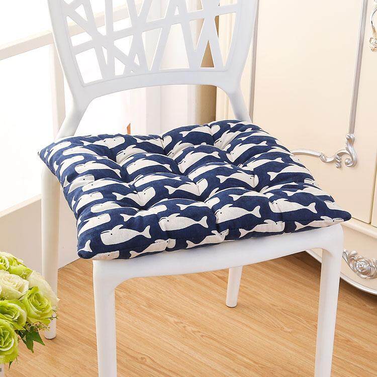 Soft Thicken Cushion Buttocks Chair Cushion Linen Outdoor Square Cotton Seat Pad Decoration Home Office # Cute dolphin - intl