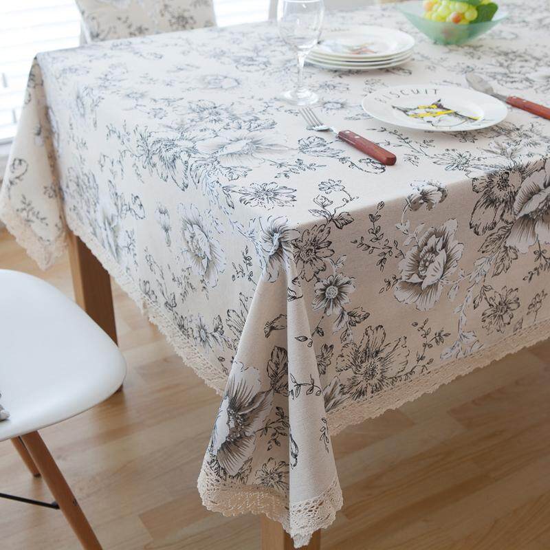 Cotton Linen Fresh Peony Flower Tablecloth Washable Table Cover Table Runner Placemat Home Dinner Table Decoration Textiles#140*200 - intl