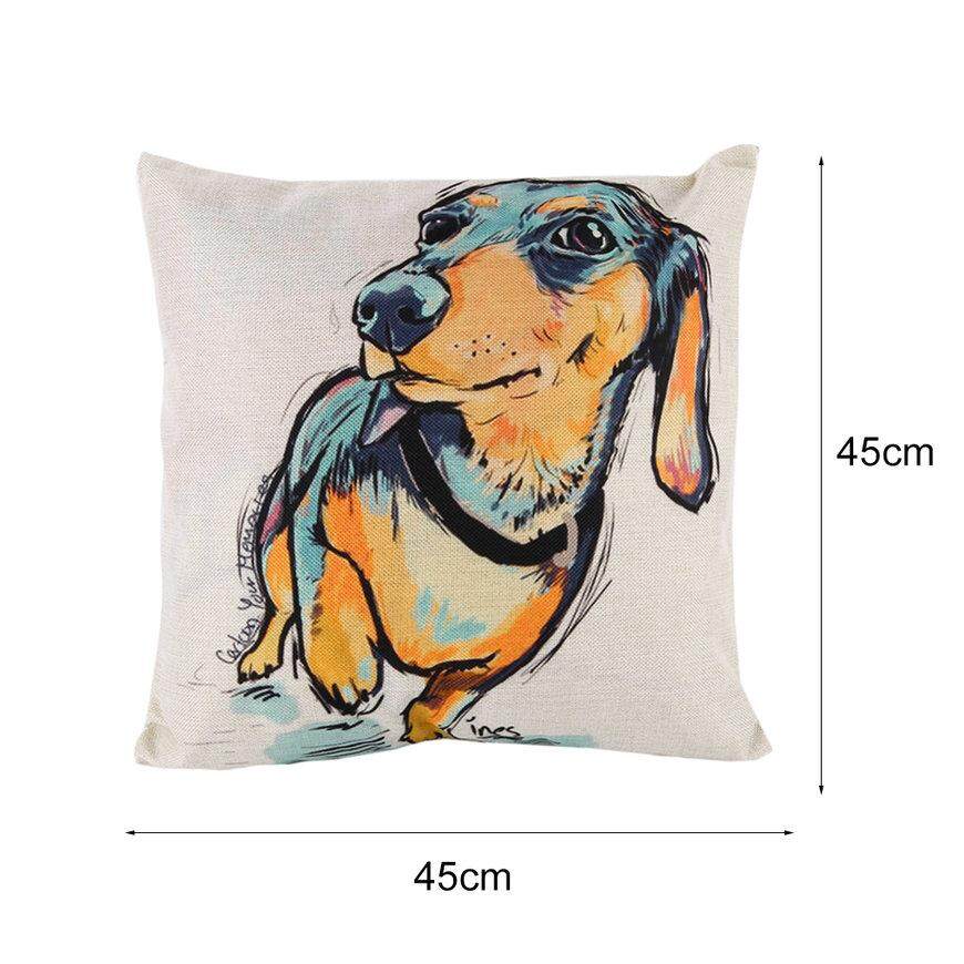 GOOD Cartoon Lovely Dog Pattern Pillow Cover Home Office Cotton Linen Cushion Cover 16