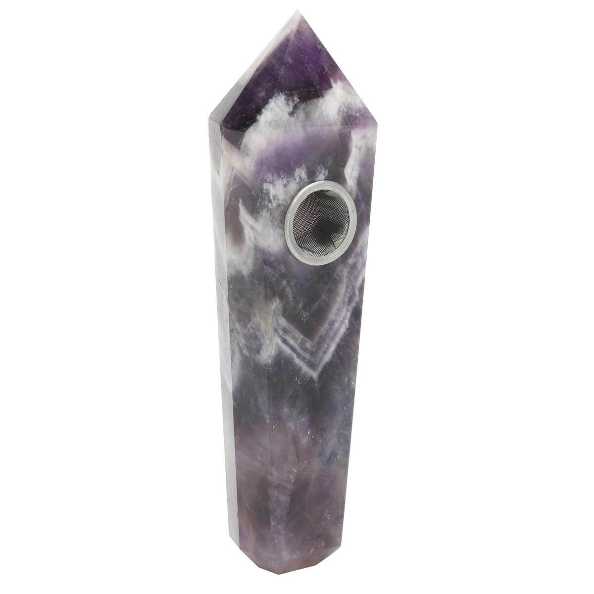 Natural Dreamy amethyst Pipe w//Carb Hole Crystal Wand point top gift box 1pc
