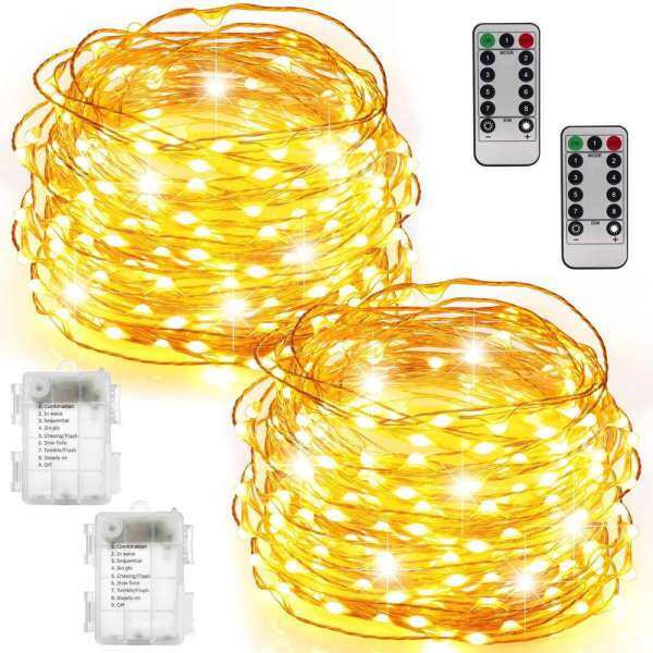 Cổ Tích Đèn Hoạt Động Bằng Pin Chống Nước 8 Chế Độ 100 LED 33ft Dây Đèn Copp Finleystore