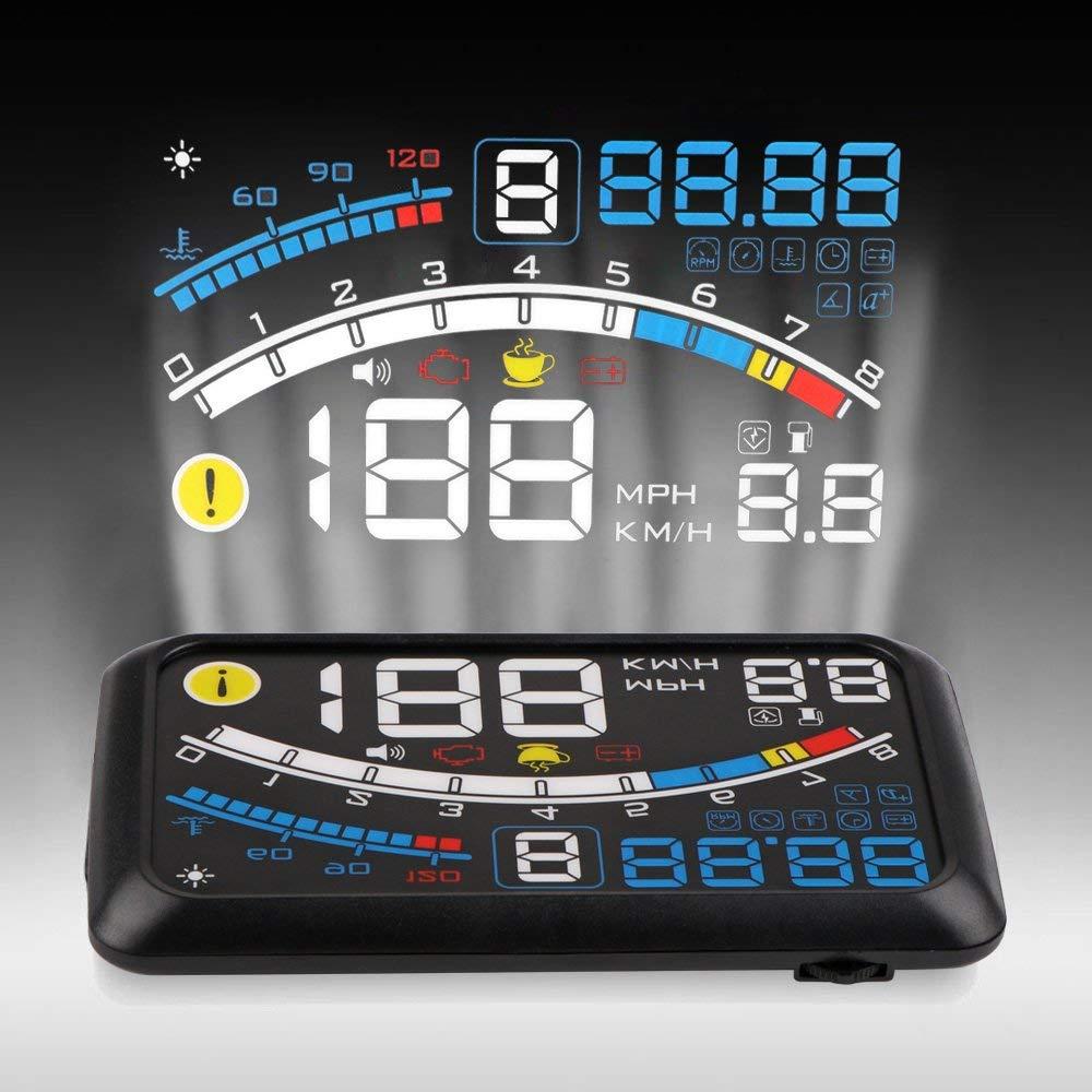 HUD EKLEVA 55 Inch Màn Hình Hiển Thị Đồng Hồ Tốc Độ Xe Máy Tính Kỹ Thuật Số Thông Minh OBD2 Máy Quét OBD 2 Công Cụ Chẩn Đoán OBD2 Báo Động Tốc Độ