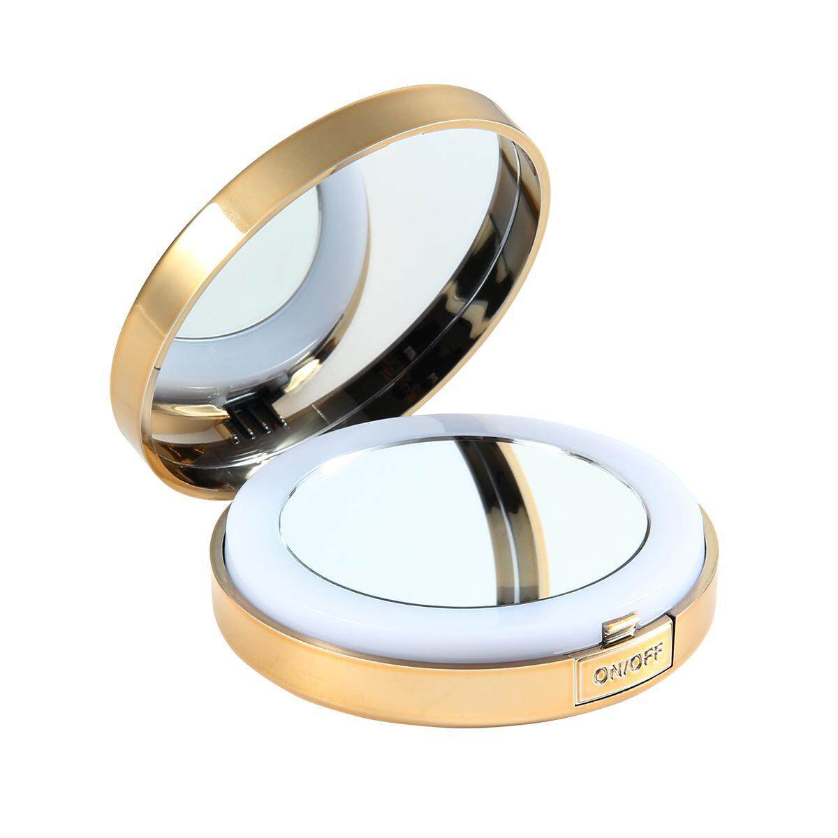 Goodgreat Led Lighted Travel Makeup Mirror Small Handheld 1x 10x Magnifying Portable Magnified