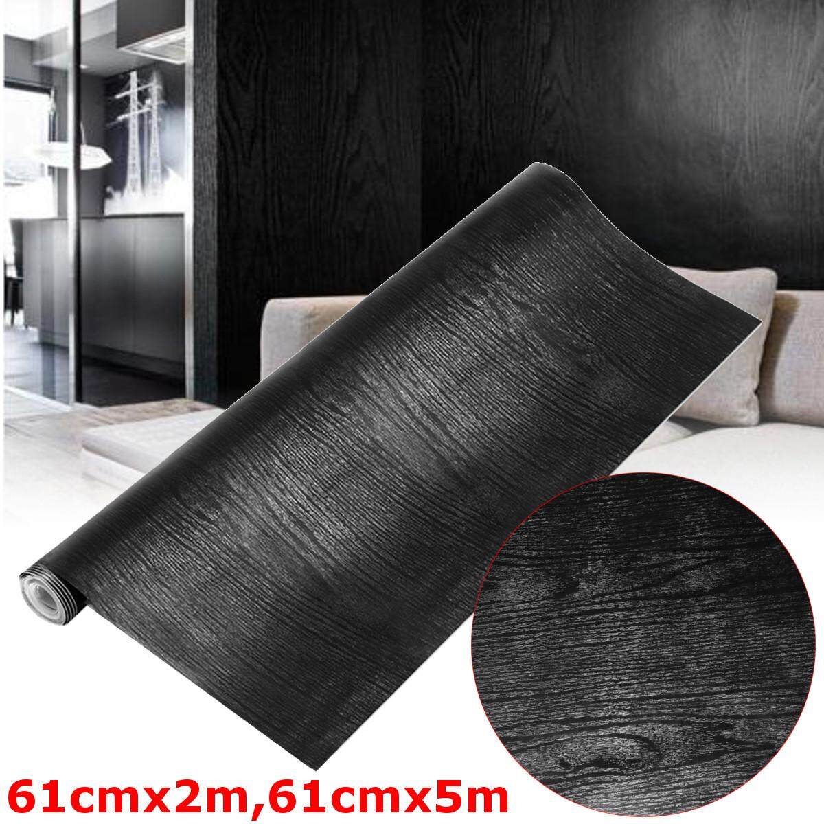 61cm*5m Black Wood Looking Textured Self Adhesive Decor Contact Paper Vinyl Shelf Liner