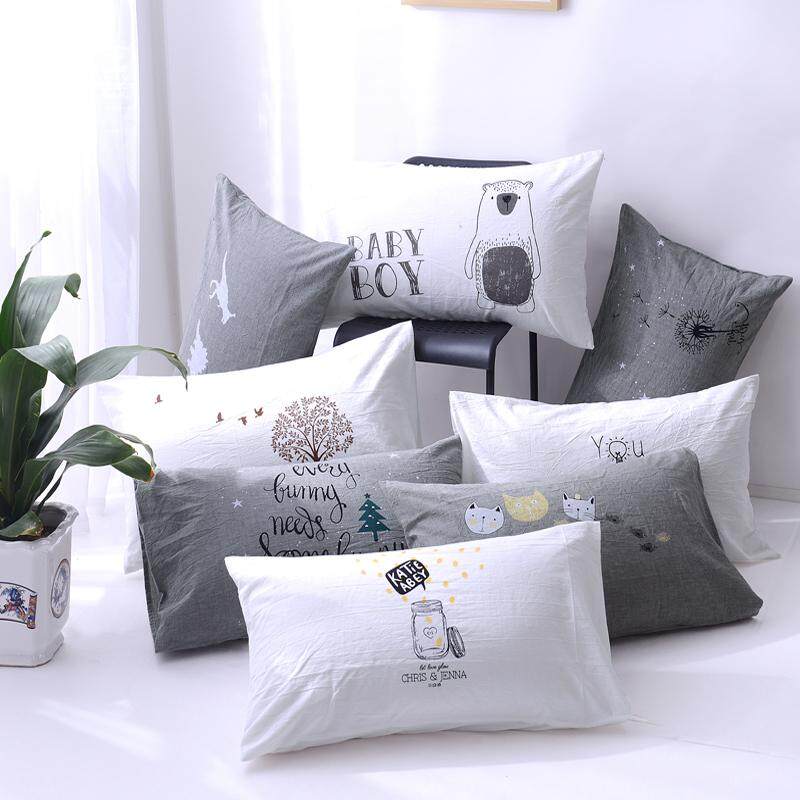 Trong Bắc Âu Đơn Giản Hoạt Hình 100% Cotton Bông Giặt Nước Một Chiếc Vỏ Gối Tao Nhã Sắc Xanh Thiên Nhiên 100% Cotton Vỏ Gối