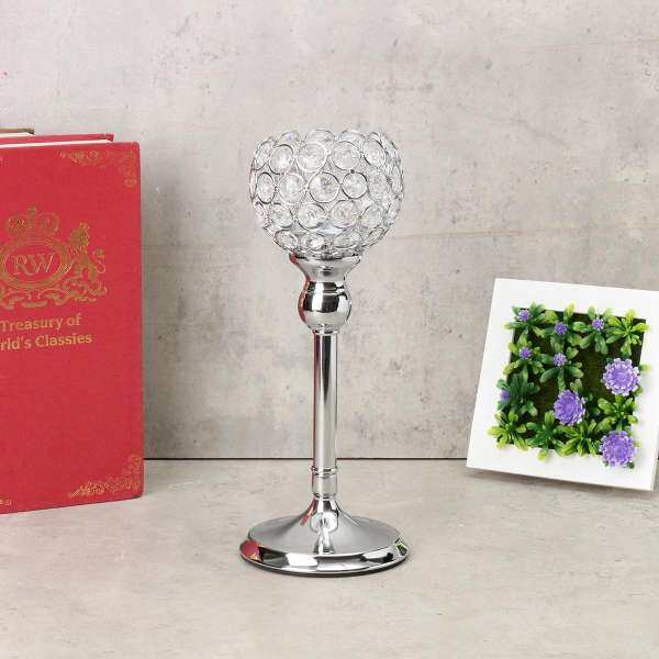 Crystal Wedding Party Event Table Tealight Votive Candle Holder Candlestick Gift Silver 30cm