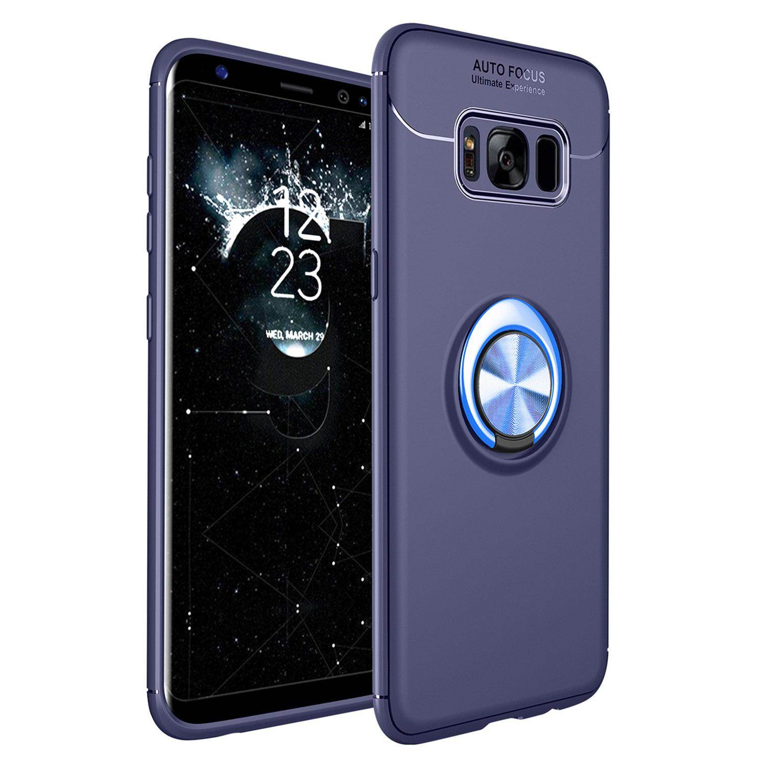 for Samsung S8Plus S8+ Case [Black Metal Ring Buckle] Soft TPU Back Case Cover, 360 Degree Rotating Invisible Ring Kickstand Holder Bracket, Can work with Car Mount, Shockproof, Impact Resistant