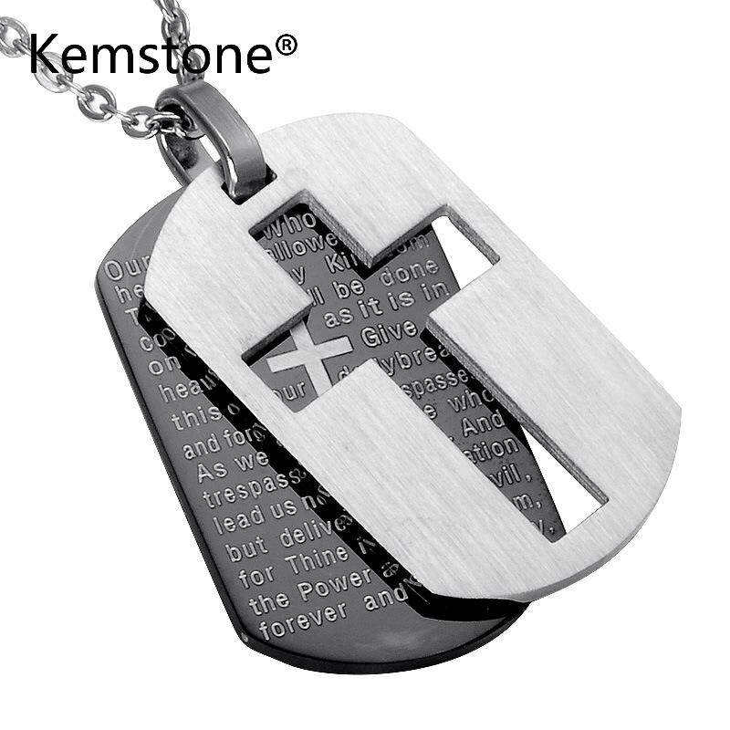 Kemstone Gold Plated Stainless Steel Cross Bible Chain Pendant Necklace Jewelry for Men