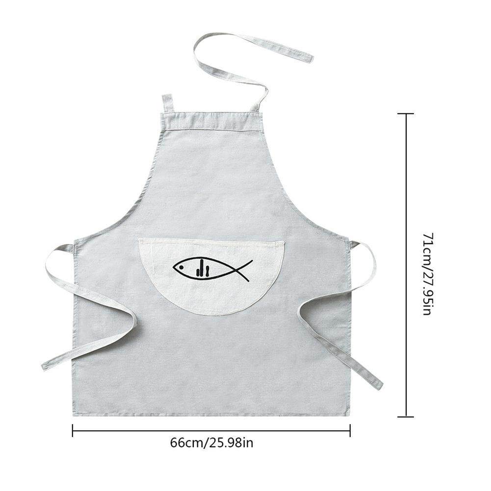 leegoal Cotton And Linen Plain Waterproof Apron Kitchen Oil-proof Padded Waist Cooking Suit Japanese-style Fashion Simple Overalls(71*66cm)