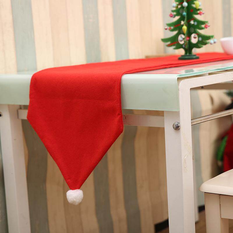 Christmas Table Runner Mat Tablecloth Christmas Flag Home Party Decor Red Table Runners - intl