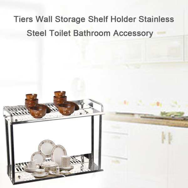 GOOD 2 Tiers Wall Storage Shelf Stainless Steel Toilet Organizer Bathroom Shelves Silver - intl