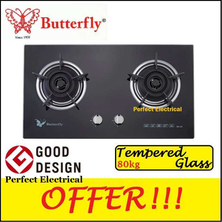 Butterfly BG-2K Built In Gas Cooker Glass Hob Stove 2 Burner - Cast ...