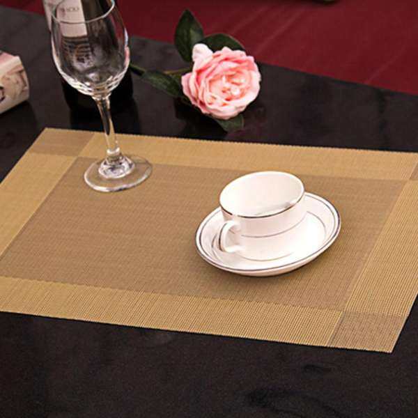 Chống Trơn Trượt Cách Điện Có Thể Giặt PVC Placemats Thảm cho Bộ Bàn Ăn 4 (Vàng)