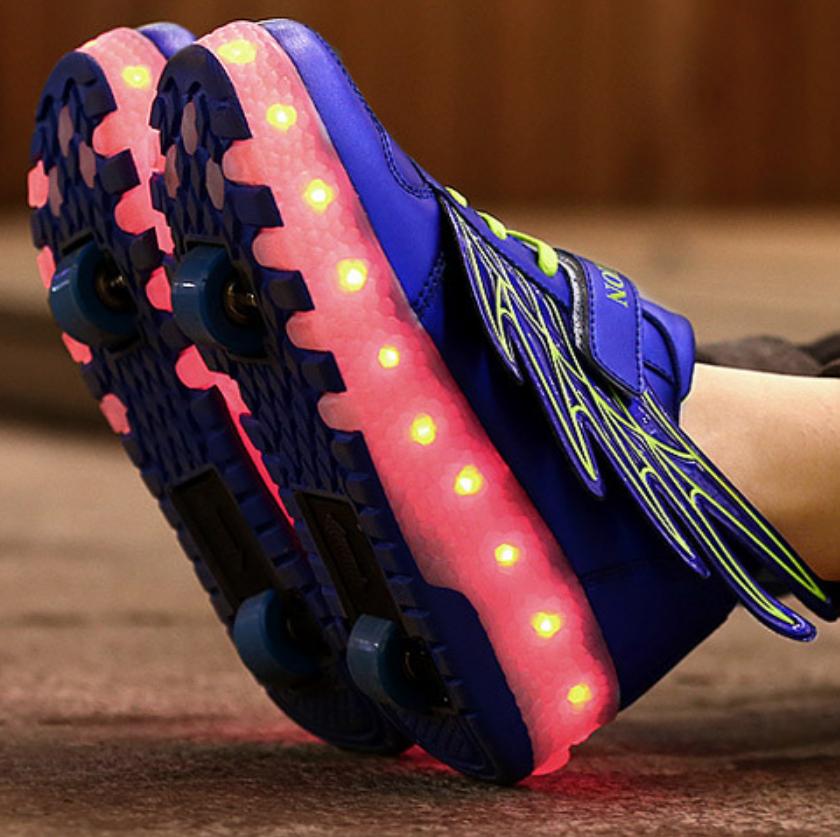 Led Simulation Shoe Charging Luminous Shoes LED Lamp Children Adult Skating Laces Wheels ...