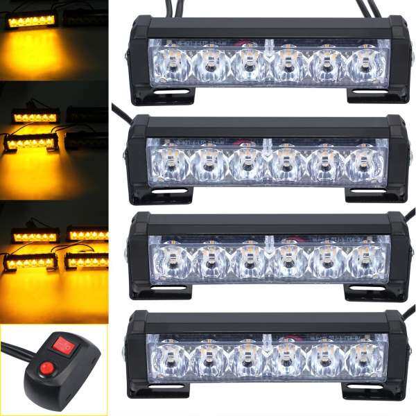 4 12/24 V LED Phục Hồi Nhấp Nháy Xe Tải Khẩn Cấp Dạng Lưới Tản Nhiệt Thanh Ánh Sáng