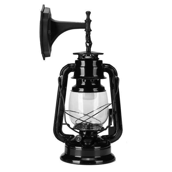 220V Retro Vintage Lantern Wall Lamp Light Sconce With 6W E27 Warm Light Bulb black - intl