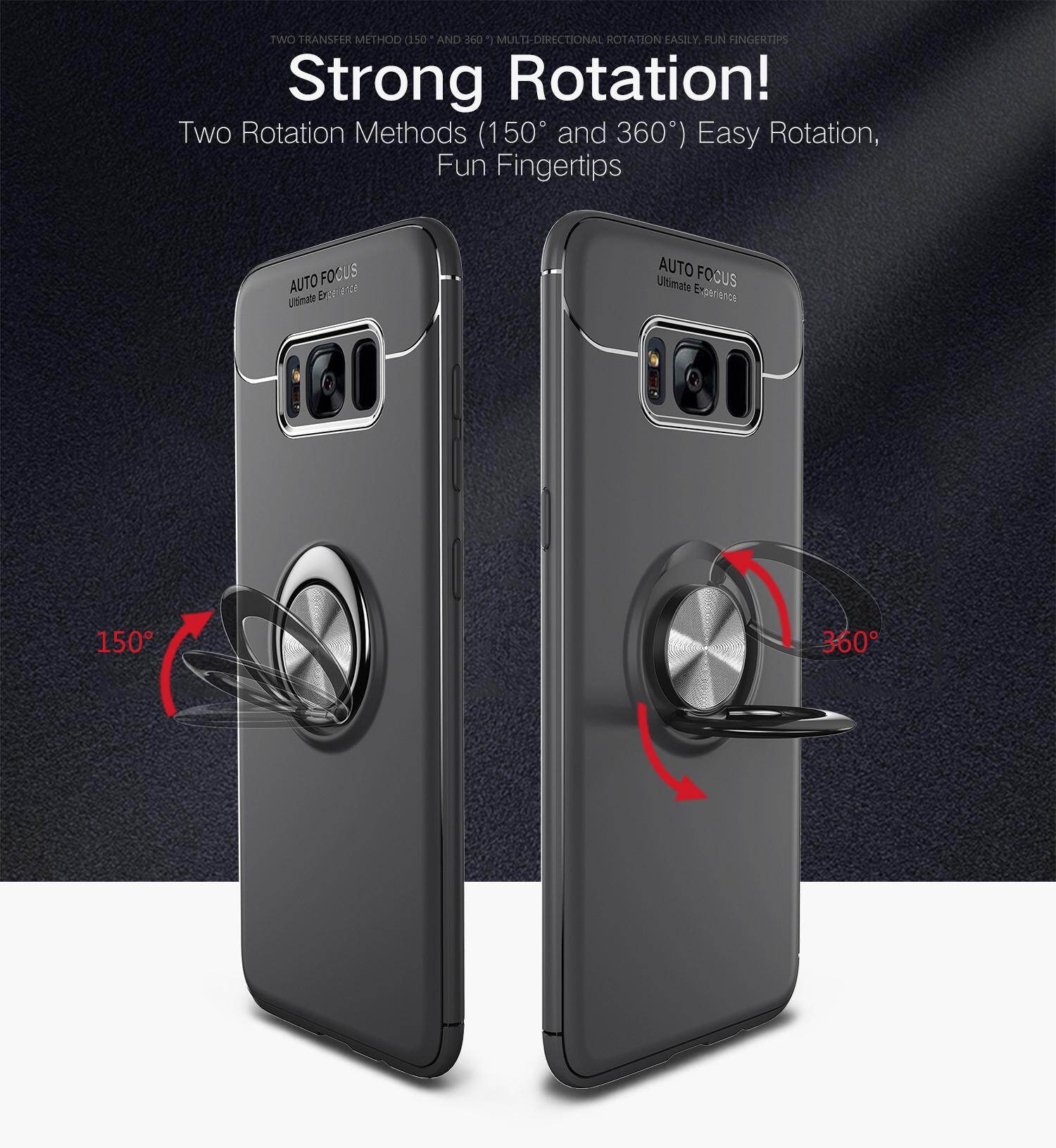 for Samsung S8Plus S8+ Case [Black Metal Ring Buckle] Soft TPU Back Case Cover, 360 Degree Rotating Invisible Ring Kickstand Holder Bracket, Can work with Car Mount, Shockproof, Impact Resistant