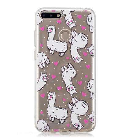 Moonmini สำหรับ Huawei Honor Play 7A (High Edition) เคสหลังเข้ารูปพอดีโปร่งใส Soft TPU พิมพ์เคสโทรศัพท์ Anti - Scratch ฝาครอบป้องกัน Alpaca