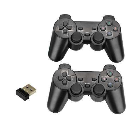 KawhiMall 2 ชิ้น 2.4 กิกะเฮิร์ตซ์ตัวควบคุมเกมไร้สาย Gamepad พร้อมการสั่นสะเทือนจอยสติ๊กสำหรับ PC