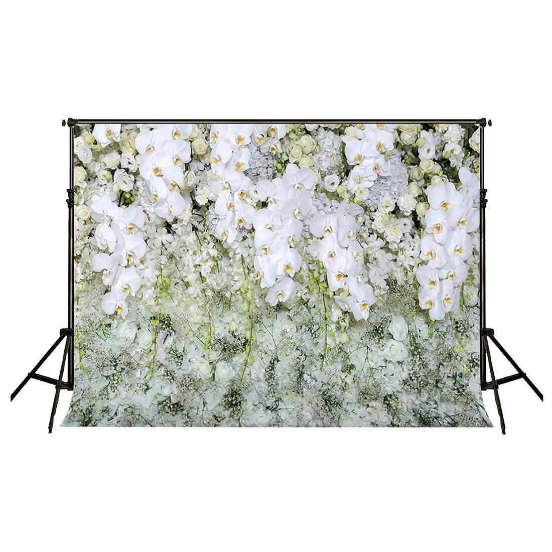 5x3ft Wedding Photo Background White Flowers Backdrops For Valentine's