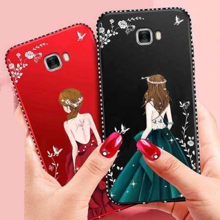 สำหรับซัมซุงกาแล็คซี่ C9 Pro/SM-C9000 Luxury 3D นุ่มพลาสติก Coque ซิลิคอน Glitter แผ่นปิดพลอยเทียม