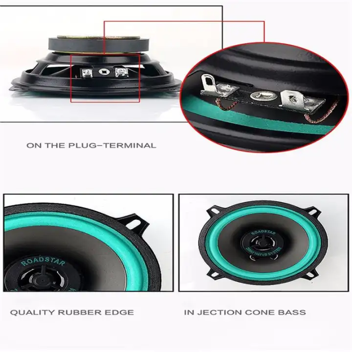 Roadstar 4 Inch 2pcs Car Speaker Paired Auto Hifi Coaxial Loudspeaker Full Range Bubble Gum Edge Audio Loud Speaker 10cm Lazada