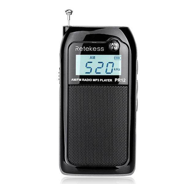 Retekess PR12 Portable AM FM Radio Transistor DSP Digital Tuning MP3 Music Player Support TF Card with Rechargeable for Walk Digital Tuning Radio Receiver MP3 Music Player