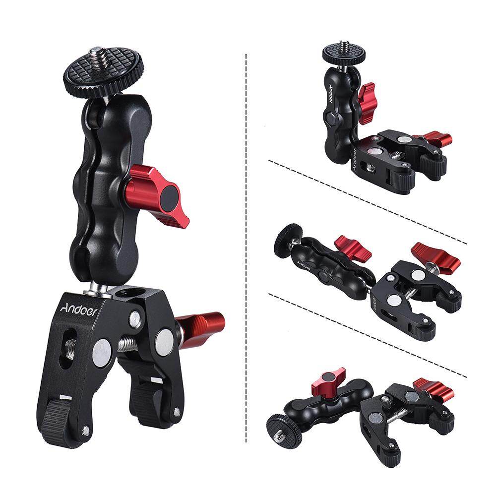 Andoer Multi-function Ball Head Clamp Ball Mount Clamp Magic Arm Super Clamp with 1/4-20 Thread for GPS Phone LCD/DV Monitor LED Video Light Flash Light Microphone and More