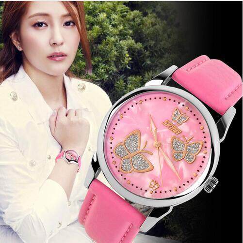 Jenama Mewah Jam Tangan Fesyen Wanita Jam Tangan Tali Kulit Kuarza Wanita Jam Tangan Kalis Air Jam Tangan Kasual Hadiah 9159 Hari Jadi