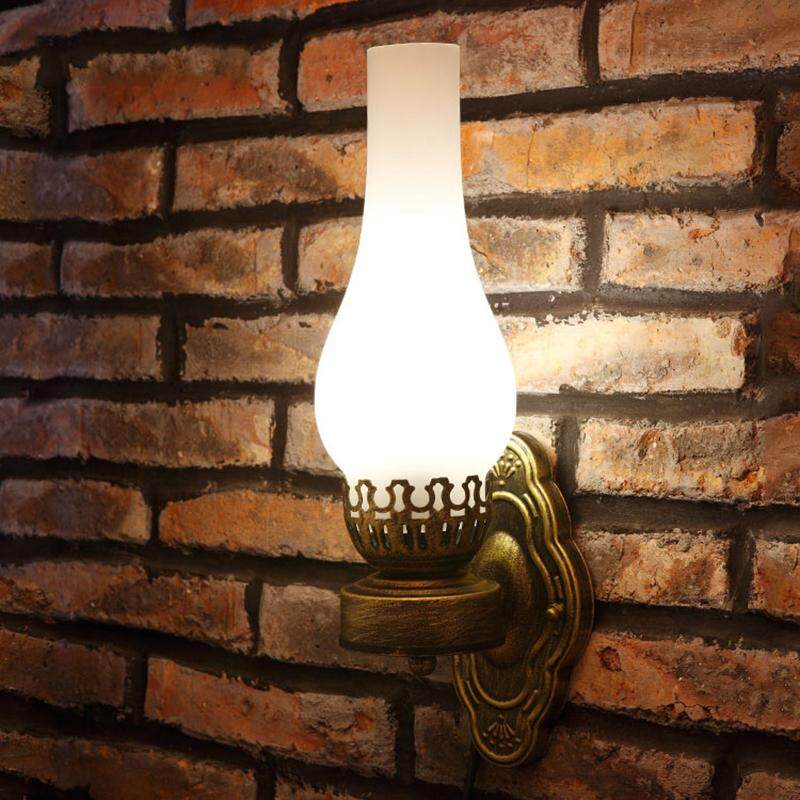 DIÊN QUÂN Mộc Mạc Bóng Thủy Tinh Tường Sconce, Cổ Dầu Lửa Đèn Treo Tường Kim Loại Ánh Sáng Đèn Ngủ