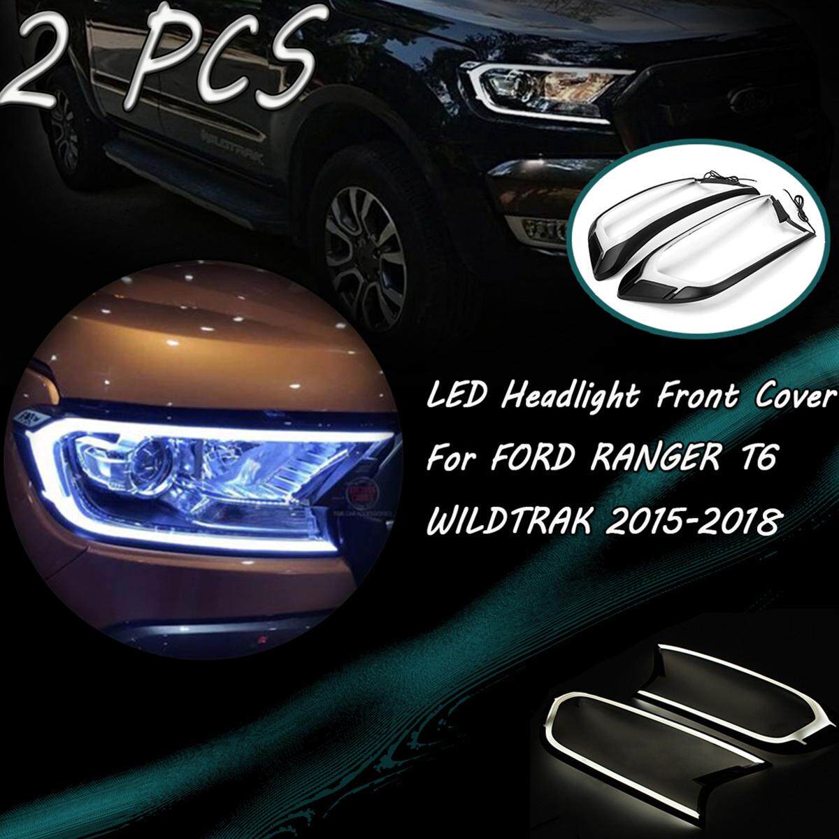 2X Mờ Đen LED Ánh Sáng Mặt Trước Viền Cho FORD RANGER T6 WILDTRAK 15-18